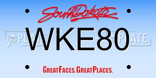 WKE80 South Dakota License Plate