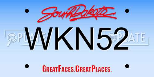 WKN52 South Dakota License Plate