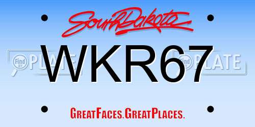 WKR67 South Dakota License Plate
