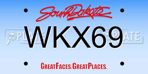 WKX69 South Dakota License Plate