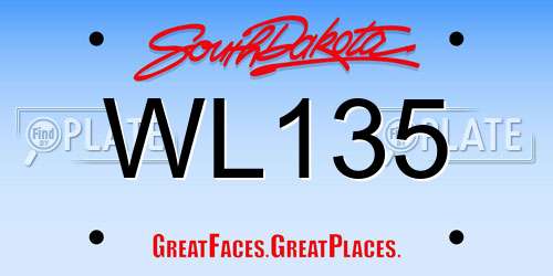 WL135 South Dakota License Plate