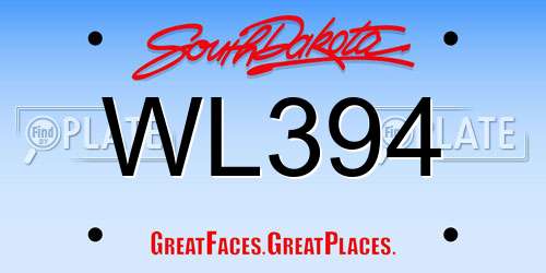 WL394 South Dakota License Plate