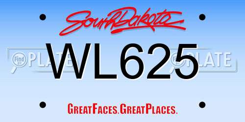 WL625 South Dakota License Plate