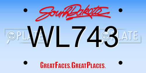 WL743 South Dakota License Plate