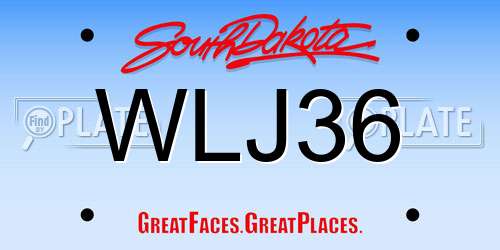 WLJ36 South Dakota License Plate