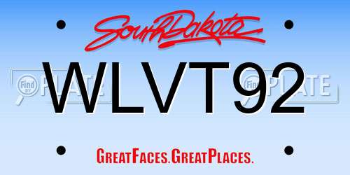 WLVT92 South Dakota License Plate