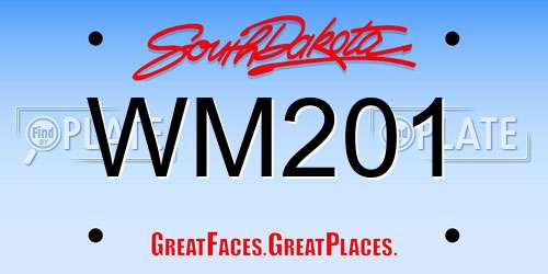 WM201 South Dakota License Plate