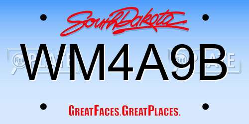 WM4A9B South Dakota License Plate