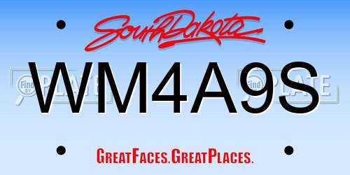WM4A9S South Dakota License Plate