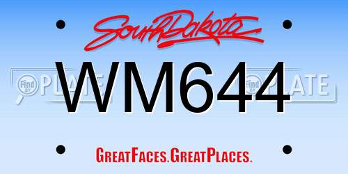 WM644 South Dakota License Plate