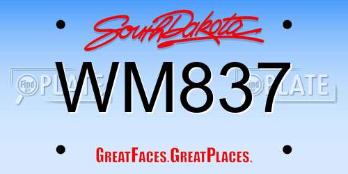 WM837 South Dakota License Plate