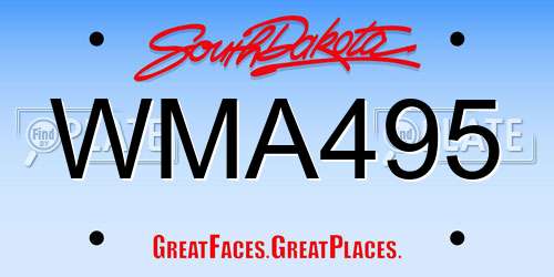 WMA495 South Dakota License Plate