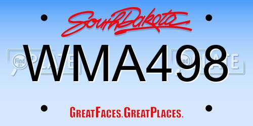 WMA498 South Dakota License Plate