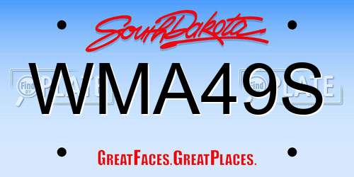 WMA49S South Dakota License Plate