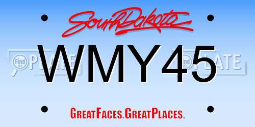 WMY45 South Dakota License Plate