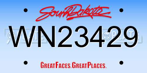 WN23429 South Dakota License Plate