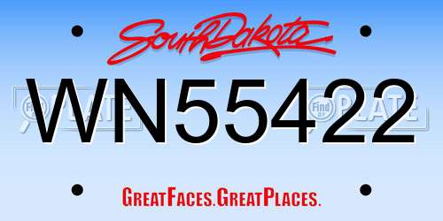 WN55422 South Dakota License Plate
