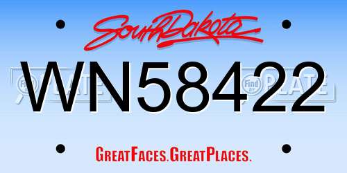 WN58422 South Dakota License Plate