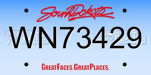 WN73429 South Dakota License Plate