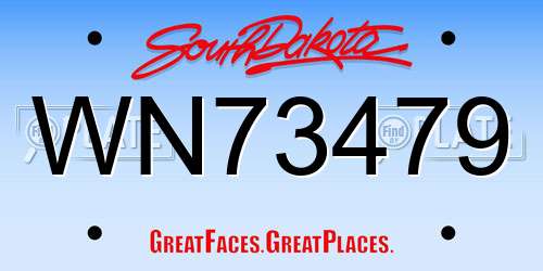 WN73479 South Dakota License Plate
