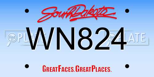 WN824 South Dakota License Plate
