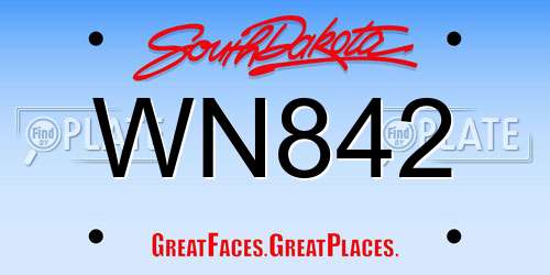 WN842 South Dakota License Plate