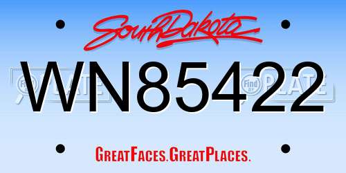WN85422 South Dakota License Plate