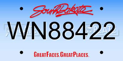 WN88422 South Dakota License Plate