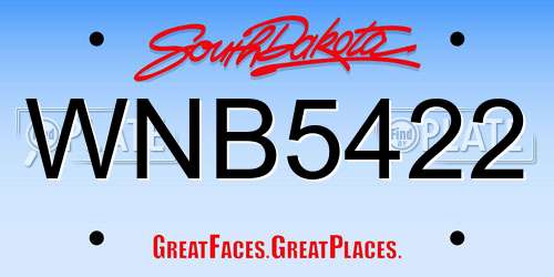 WNB5422 South Dakota License Plate