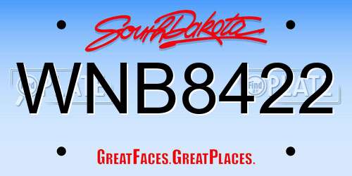 WNB8422 South Dakota License Plate
