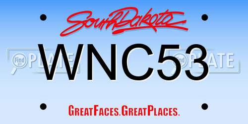 WNC53 South Dakota License Plate