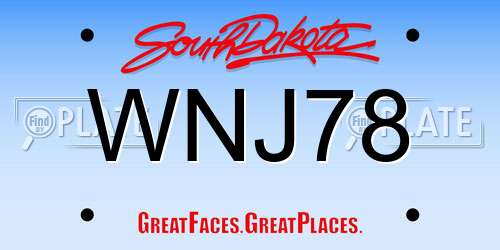 WNJ78 South Dakota License Plate