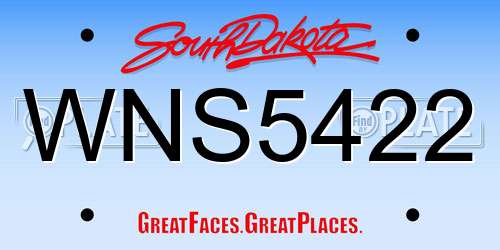 WNS5422 South Dakota License Plate