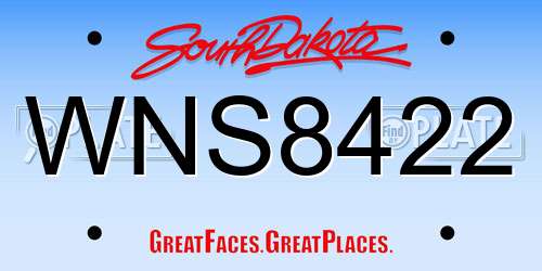 WNS8422 South Dakota License Plate