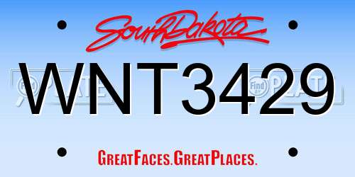 WNT3429 South Dakota License Plate