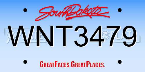 WNT3479 South Dakota License Plate