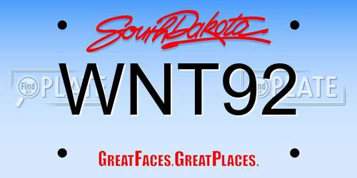 WNT92 South Dakota License Plate