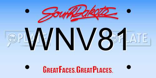 WNV81 South Dakota License Plate