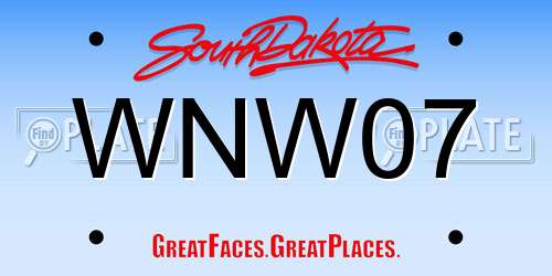 WNW07 South Dakota License Plate