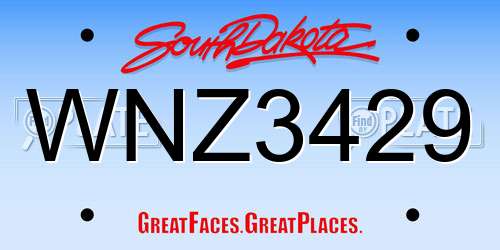 WNZ3429 South Dakota License Plate