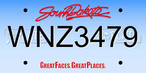 WNZ3479 South Dakota License Plate
