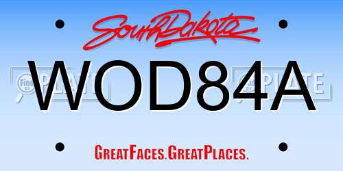 WOD84A South Dakota License Plate