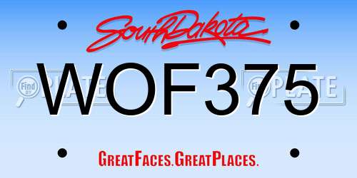 WOF375 South Dakota License Plate