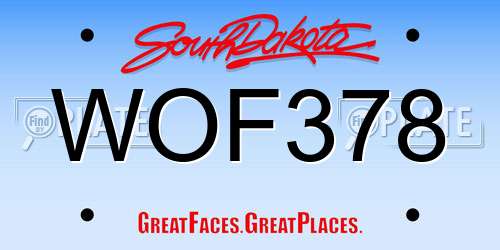 WOF378 South Dakota License Plate