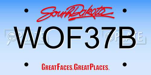 WOF37B South Dakota License Plate