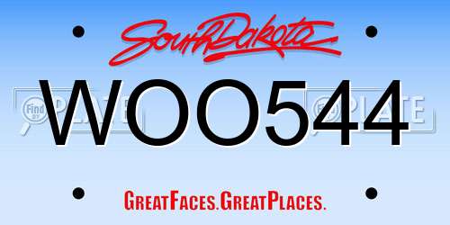 WOO544 South Dakota License Plate