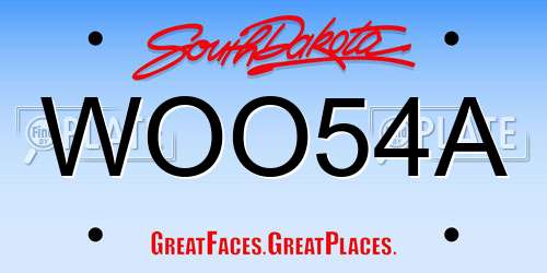 WOO54A South Dakota License Plate