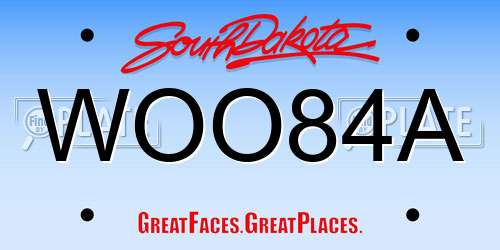 WOO84A South Dakota License Plate