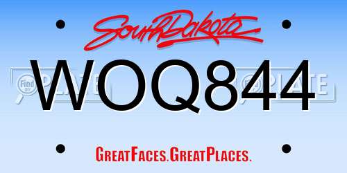 WOQ844 South Dakota License Plate