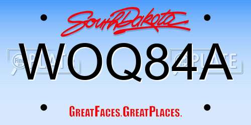 WOQ84A South Dakota License Plate